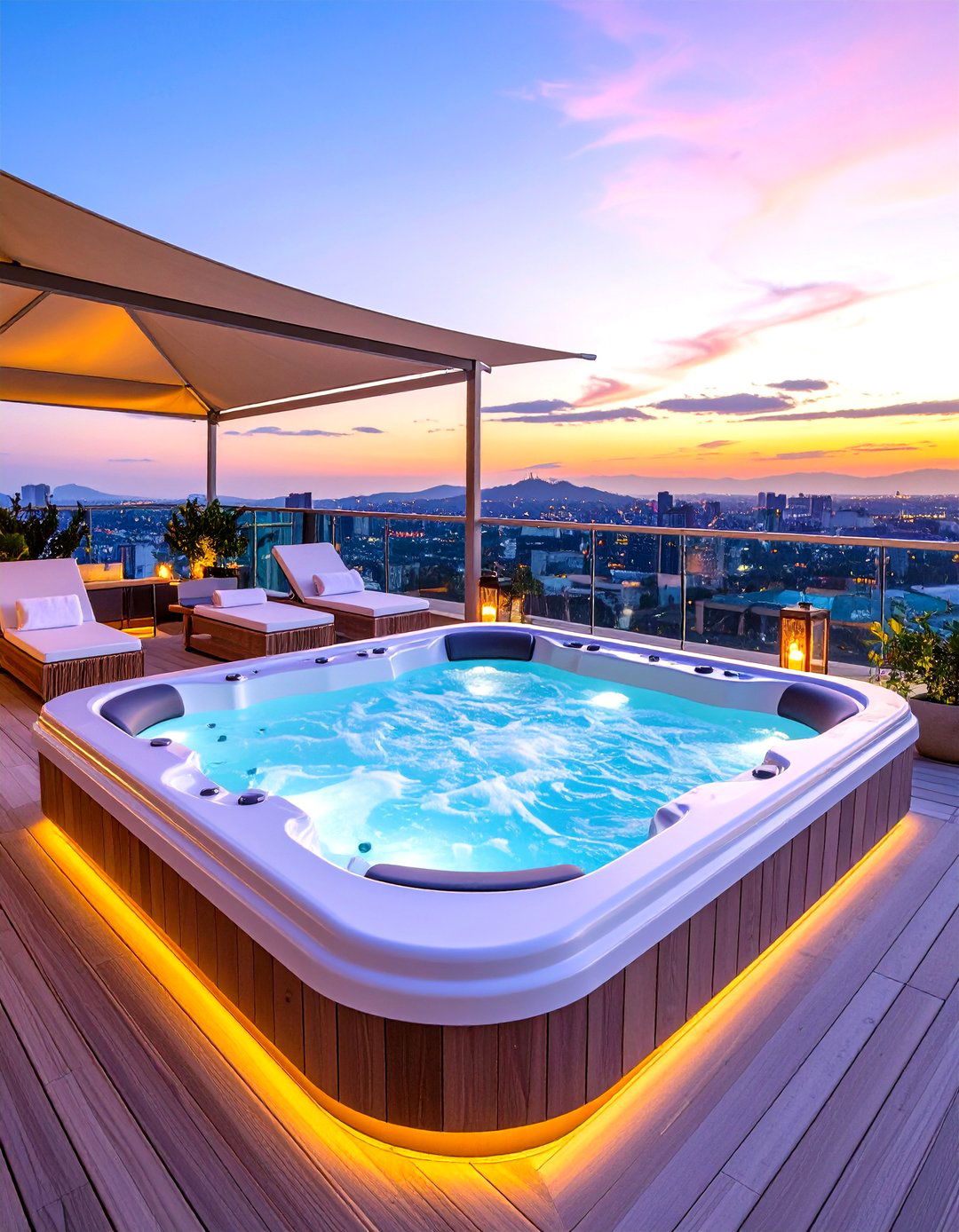 Rooftop Sunken Spa Oasis - 20 Sunken Hot Tub Ideas