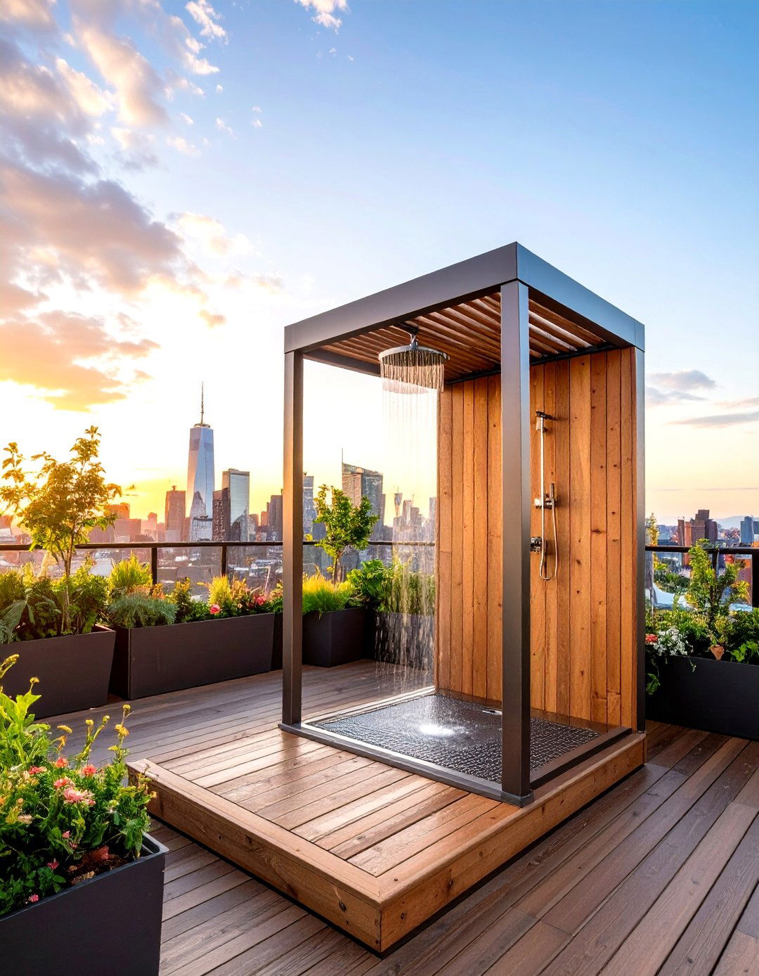 Rooftop Urban Outdoor Shower - 20 Outdoor Shower Ideas
