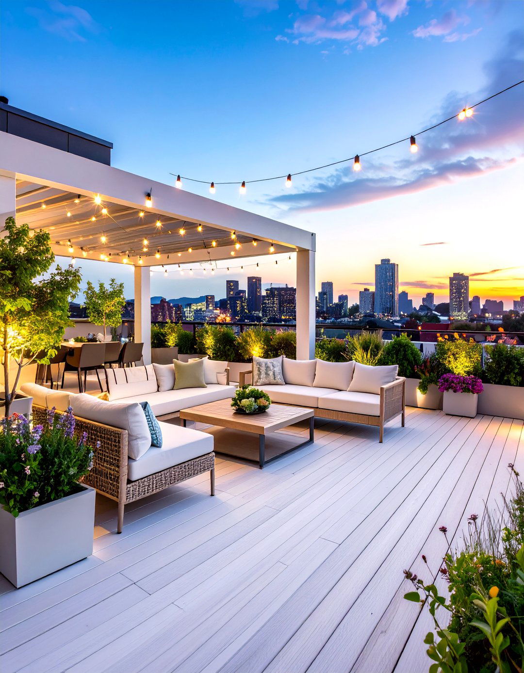 Rooftop White Deck with Panoramic Views and Weather Protection - 20 White Deck Ideas