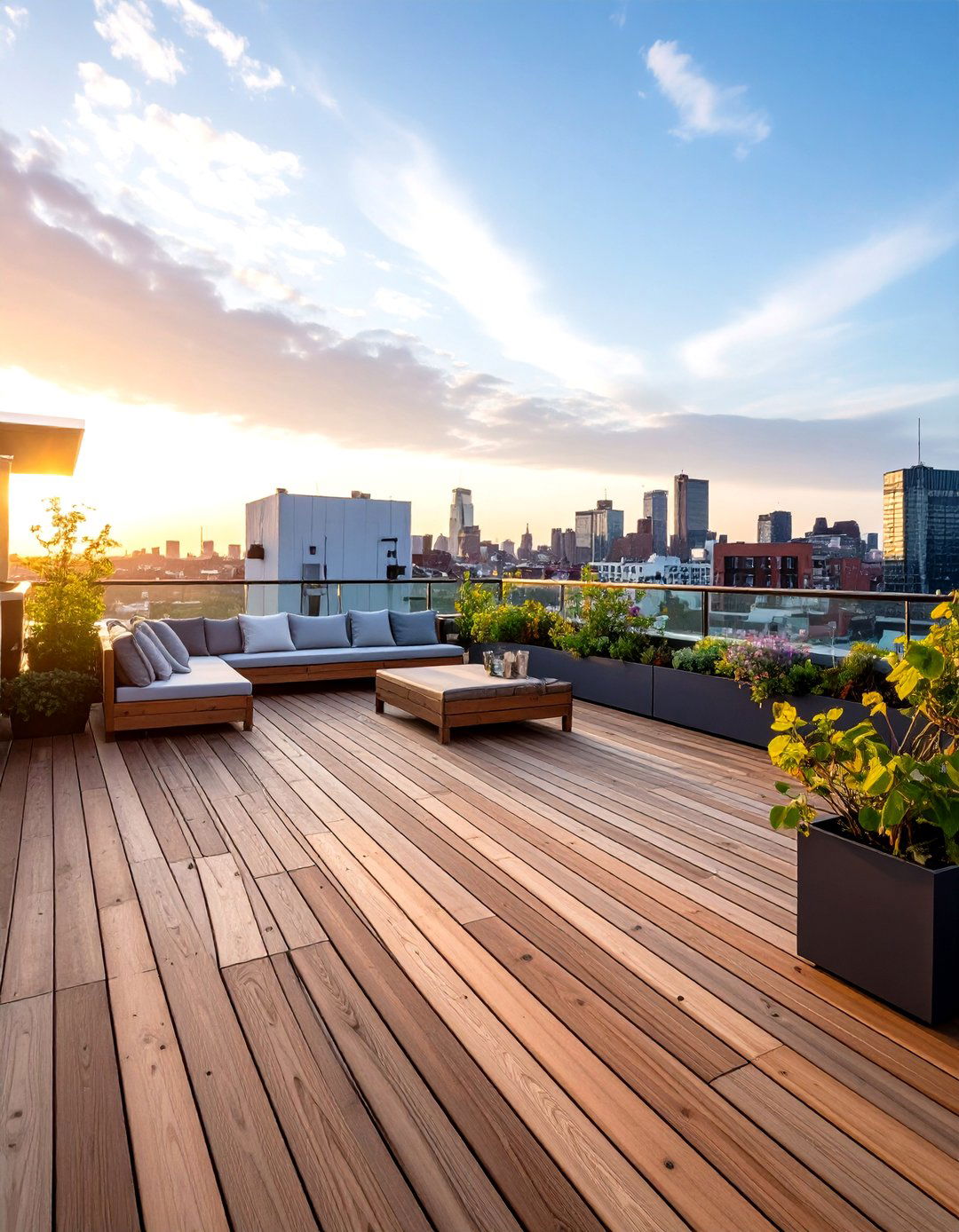Rooftop Wood Deck for Urban Outdoor Escapes - 20 Wood Deck Ideas