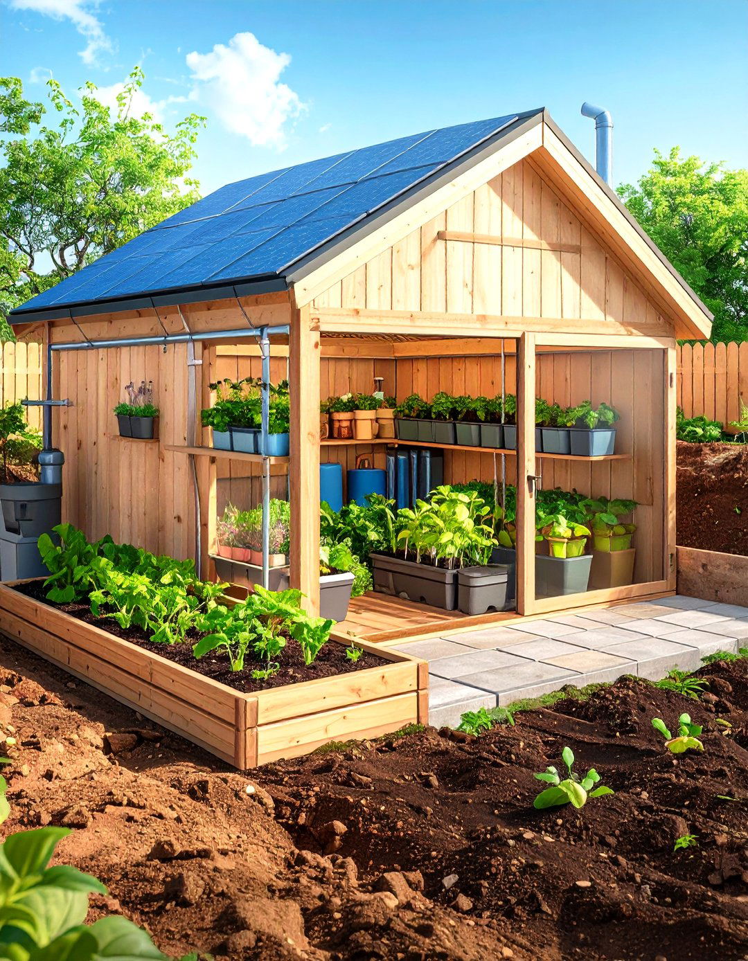 Root Cellar Below Greenhouse Shed Above - 20 Greenhouse and Shed Combo Ideas