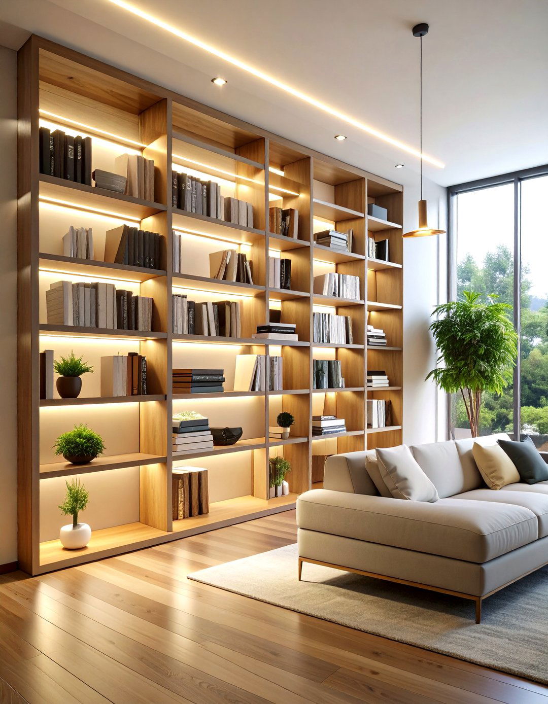 Rope Light Bookshelf Lighting - 20 Bookshelf Lighting Ideas