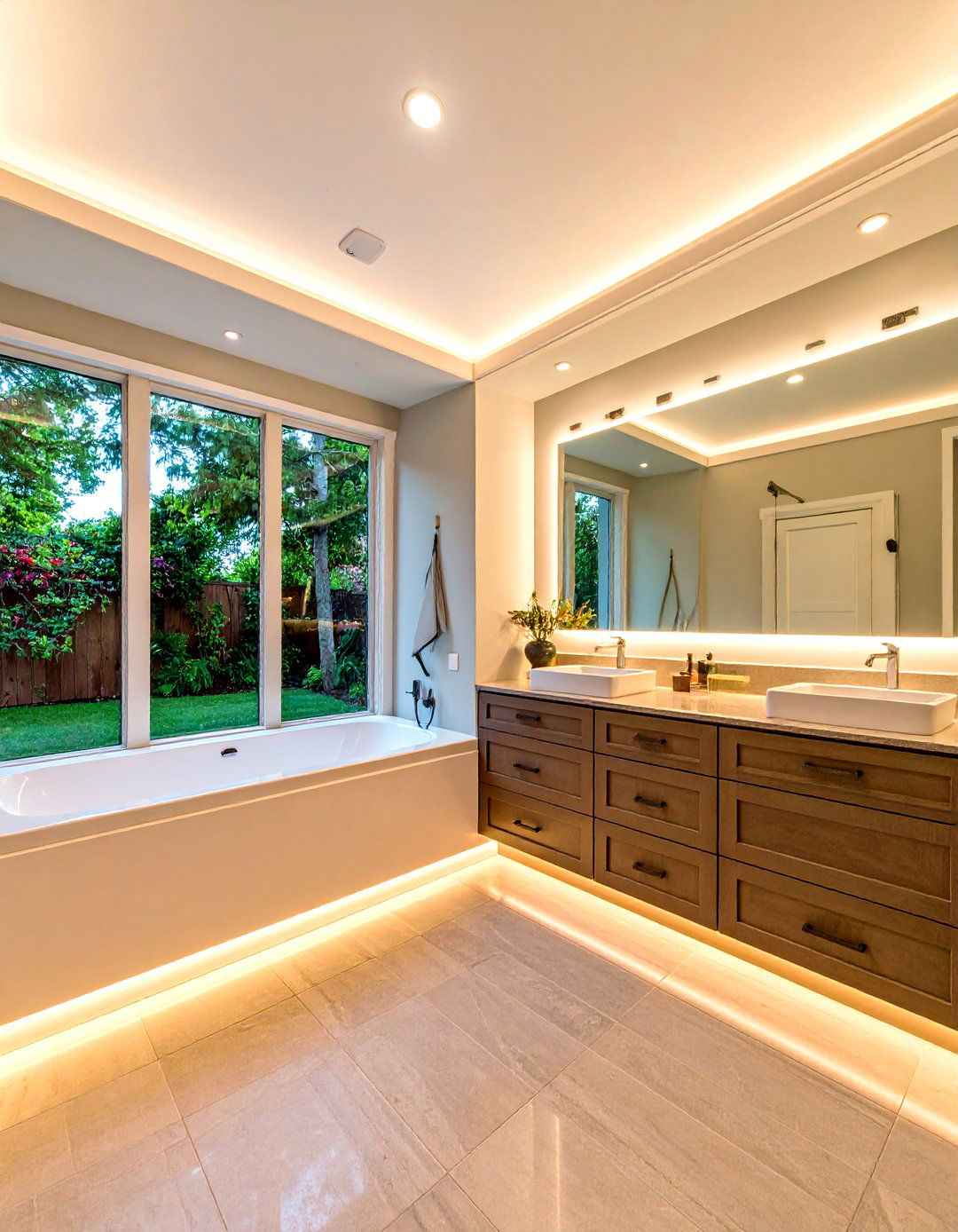 Rope Light Perimeter Small Bathroom Lighting - 20 Small Bathroom Lighting Ideas