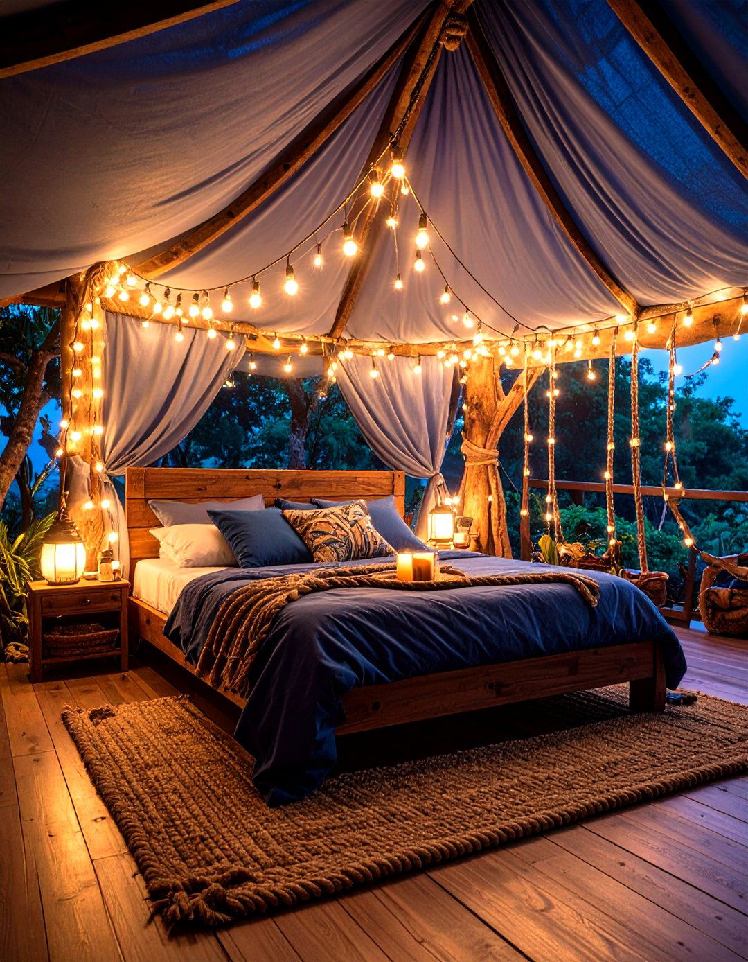 Rope String Lights in Pirate Bedroom - 20 Pirate-themed Bedroom Ideas