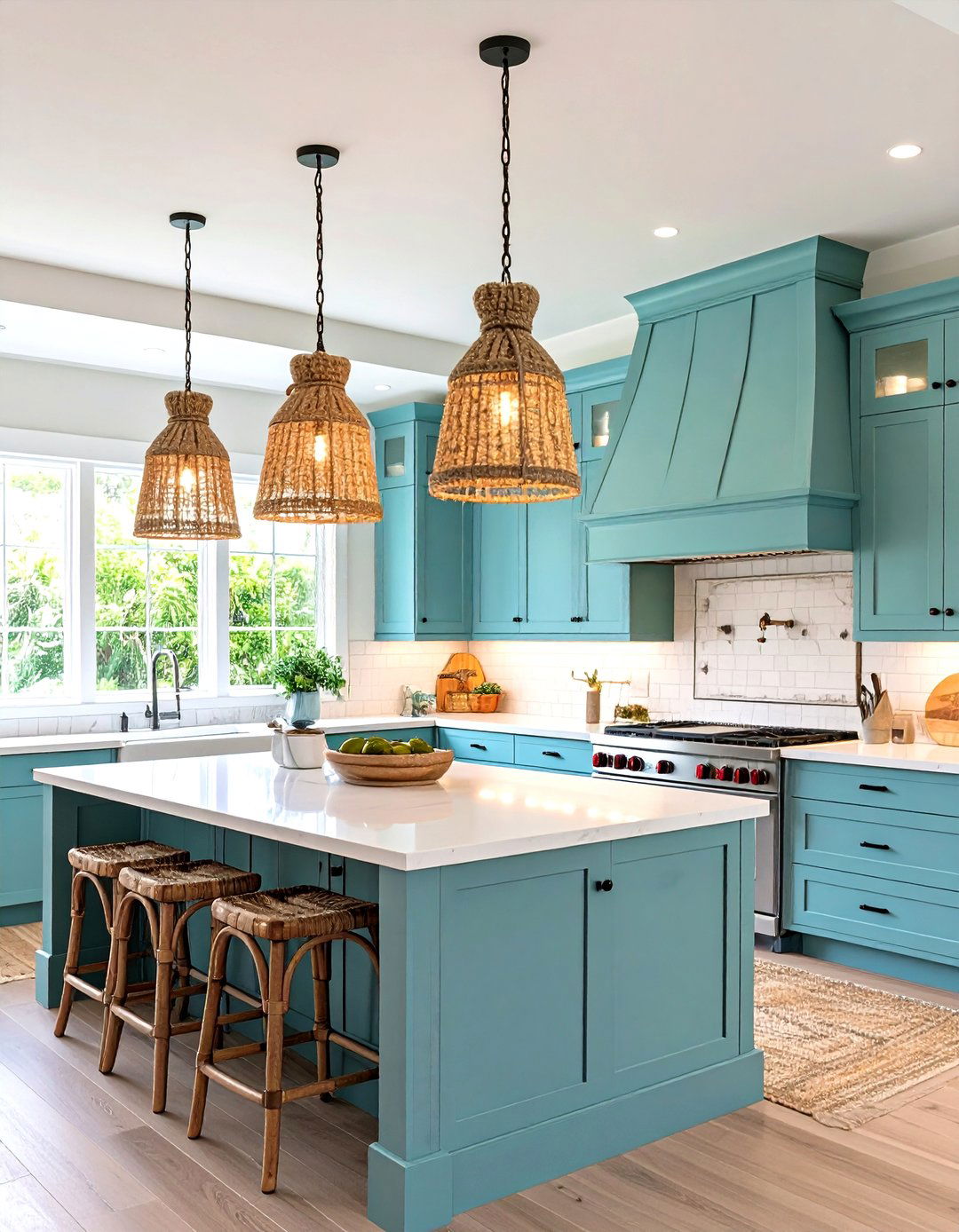 Rope and Natural Fiber Kitchen Island Lighting for Coastal Charm - 20 Kitchen Island Lighting Ideas