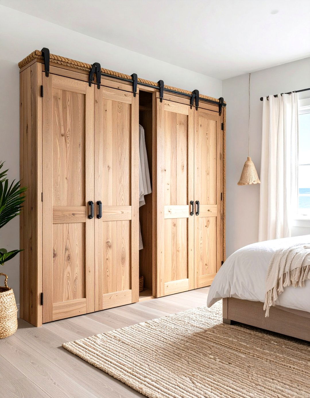 Rope and Wood Frame Closet Doors - 20 closet door ideas