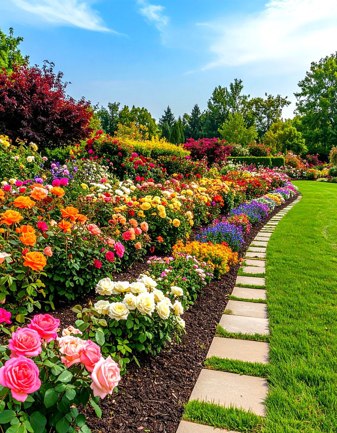 Rose Garden Color Wave Border - 20 Rose Garden Ideas
