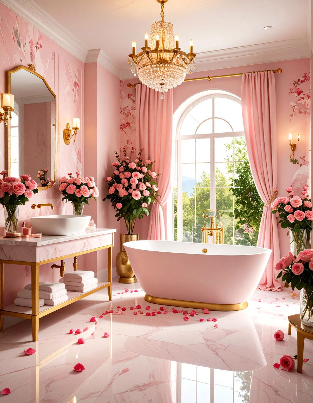 Rose Garden Romantic Bathroom Paradise - 20 Romantic Bathroom Ideas