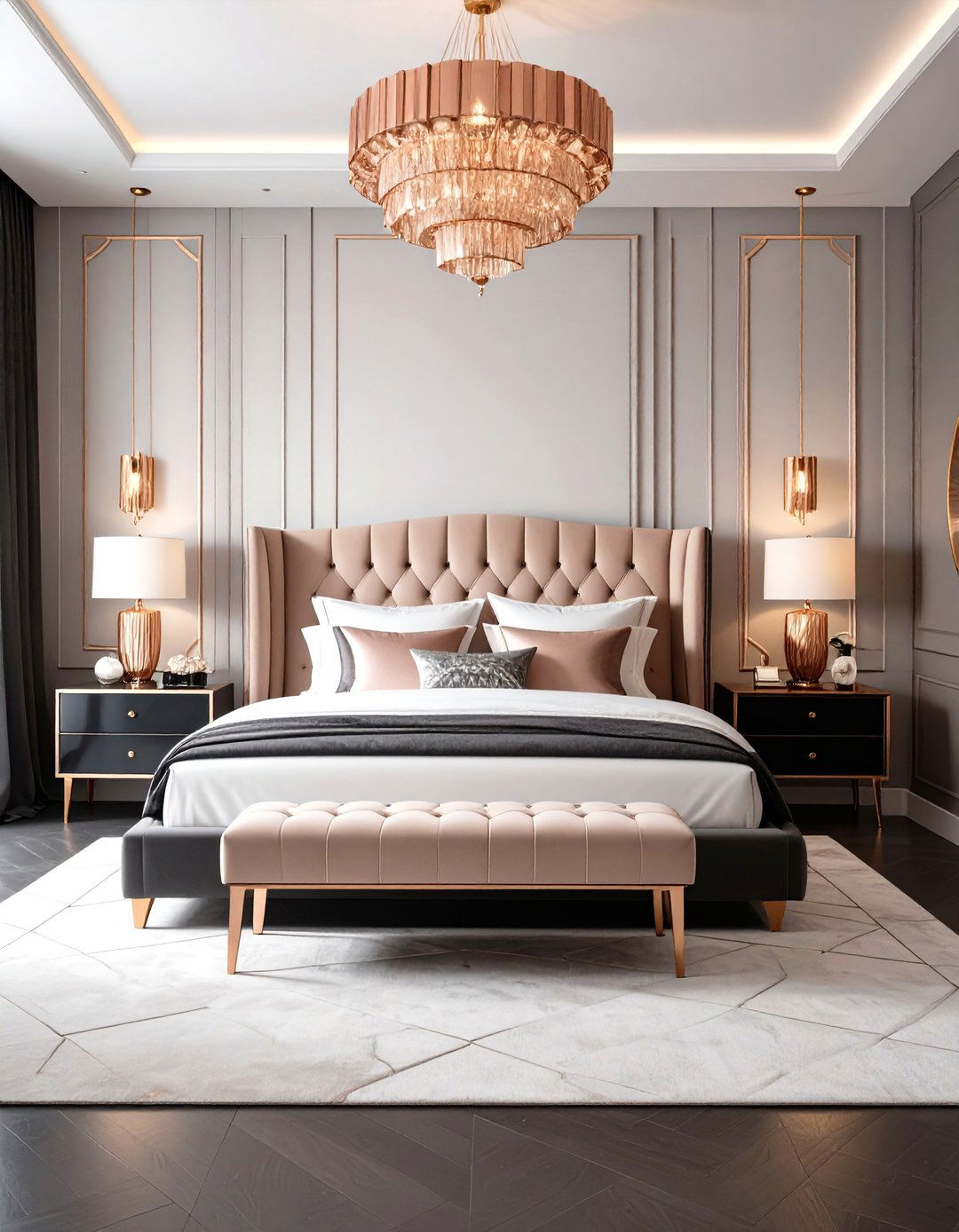 Rose Gold Bedroom Art Deco Revival - 20 Rose Gold Bedroom Ideas