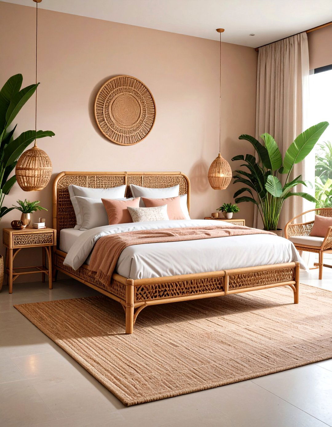 Rose Gold Bedroom Rattan Tropical Escape - 20 Rose Gold Bedroom Ideas