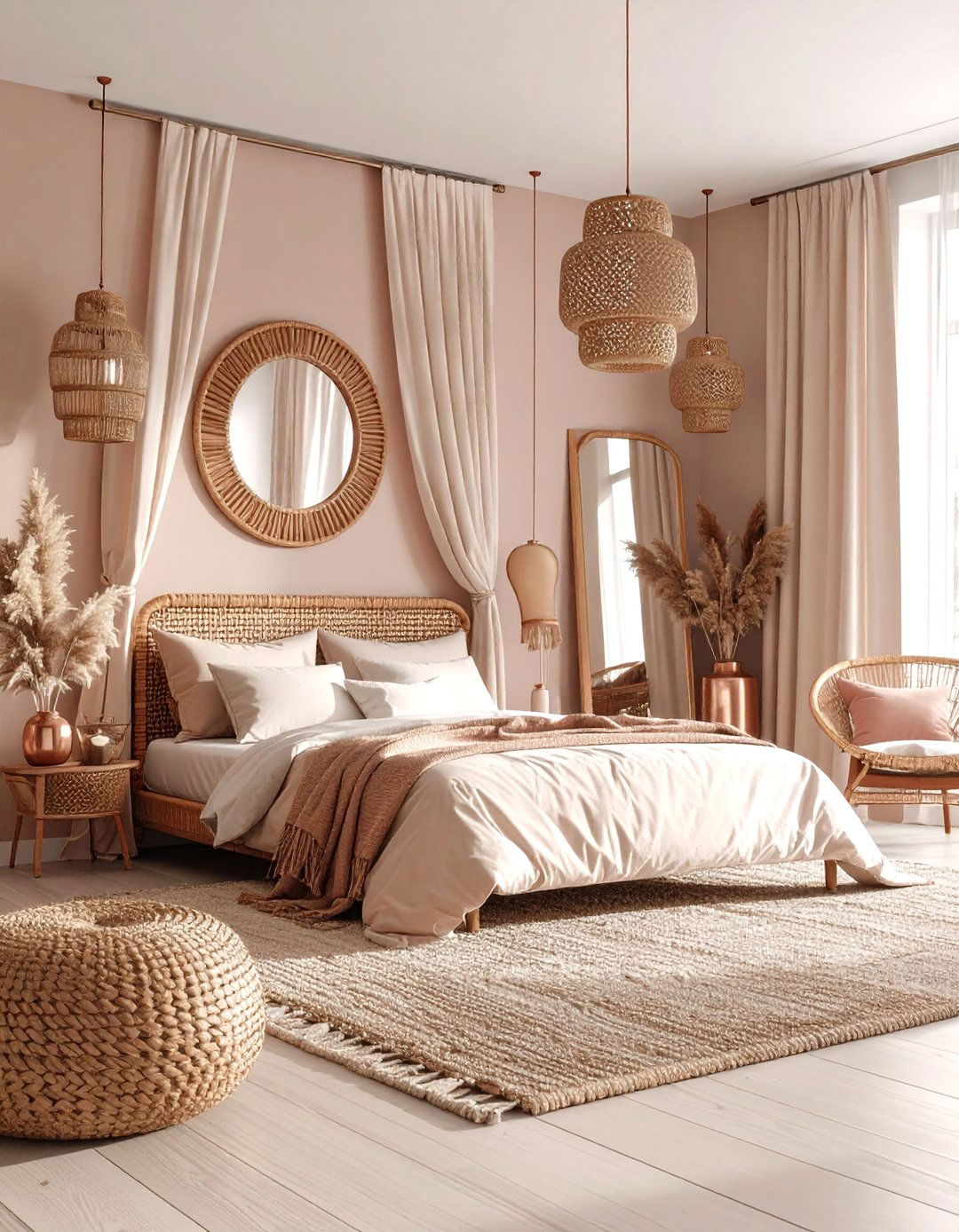 Rose Gold Bedroom with Bohemian Romance - 20 Rose Gold Bedroom Ideas