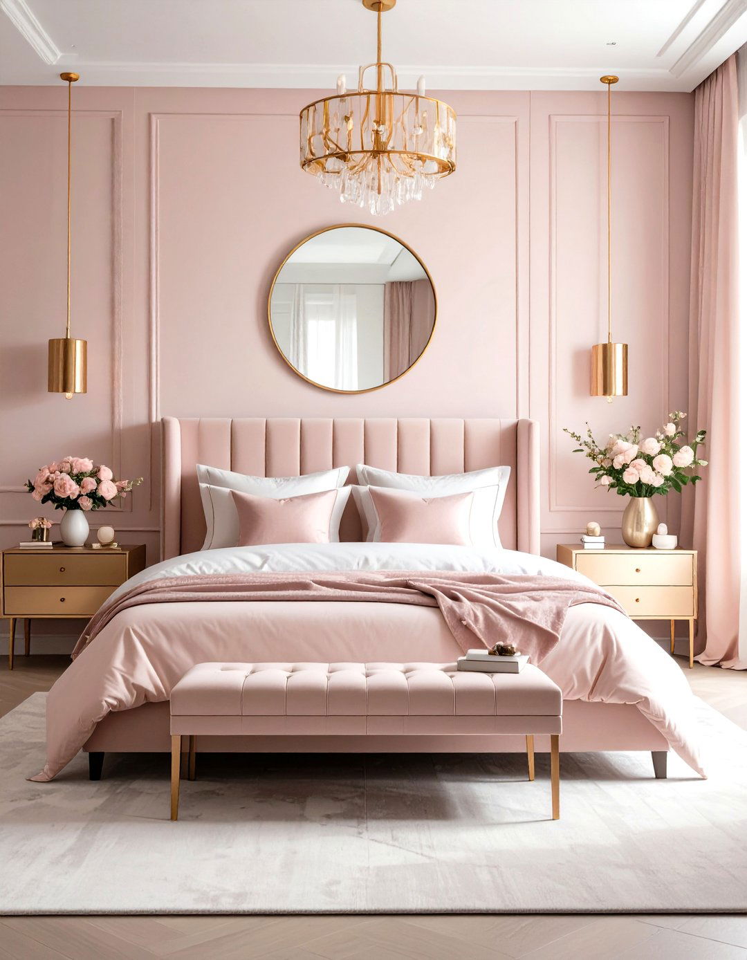 Rose Gold Pink Modern Bedroom - 20 Pink Bedroom Ideas
