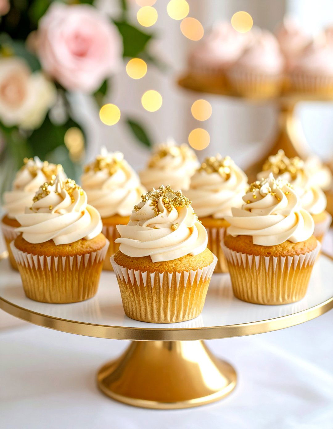 Rose Gold Wedding Cupcakes with Shimmer Accents - 20 Wedding Cupcake Ideas