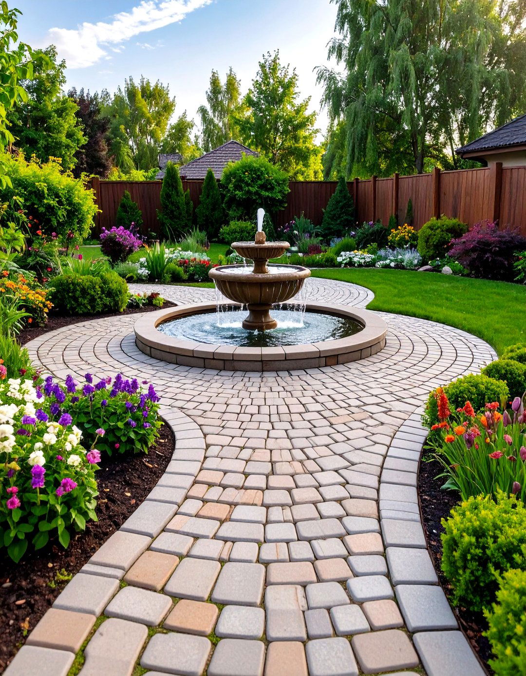 Rosette Feature Cobblestone Walkway - 20 Cobble Stone Walkway Ideas