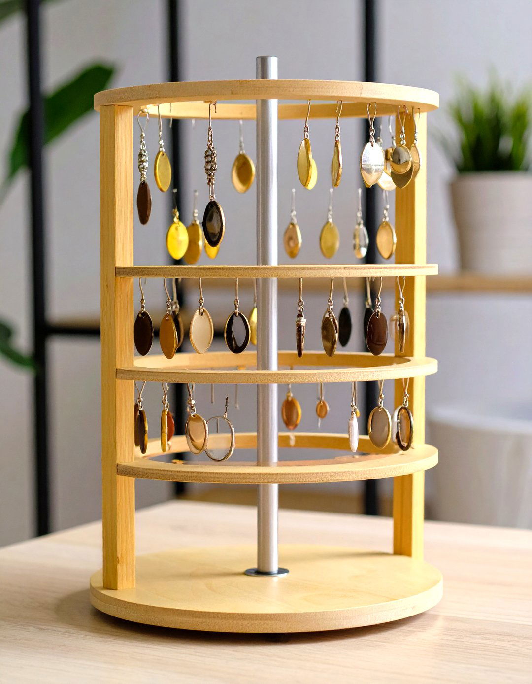 Rotating Carousel Earring Storage Stand - 20 Earring Storage Ideas