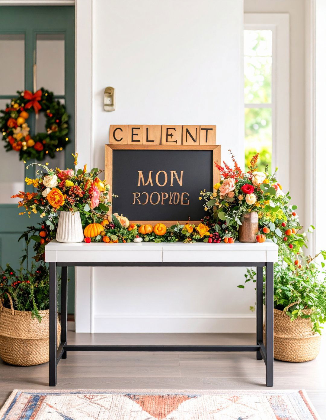 Rotating Festive Entry Table Display - 20 Entry Table Decor Ideas