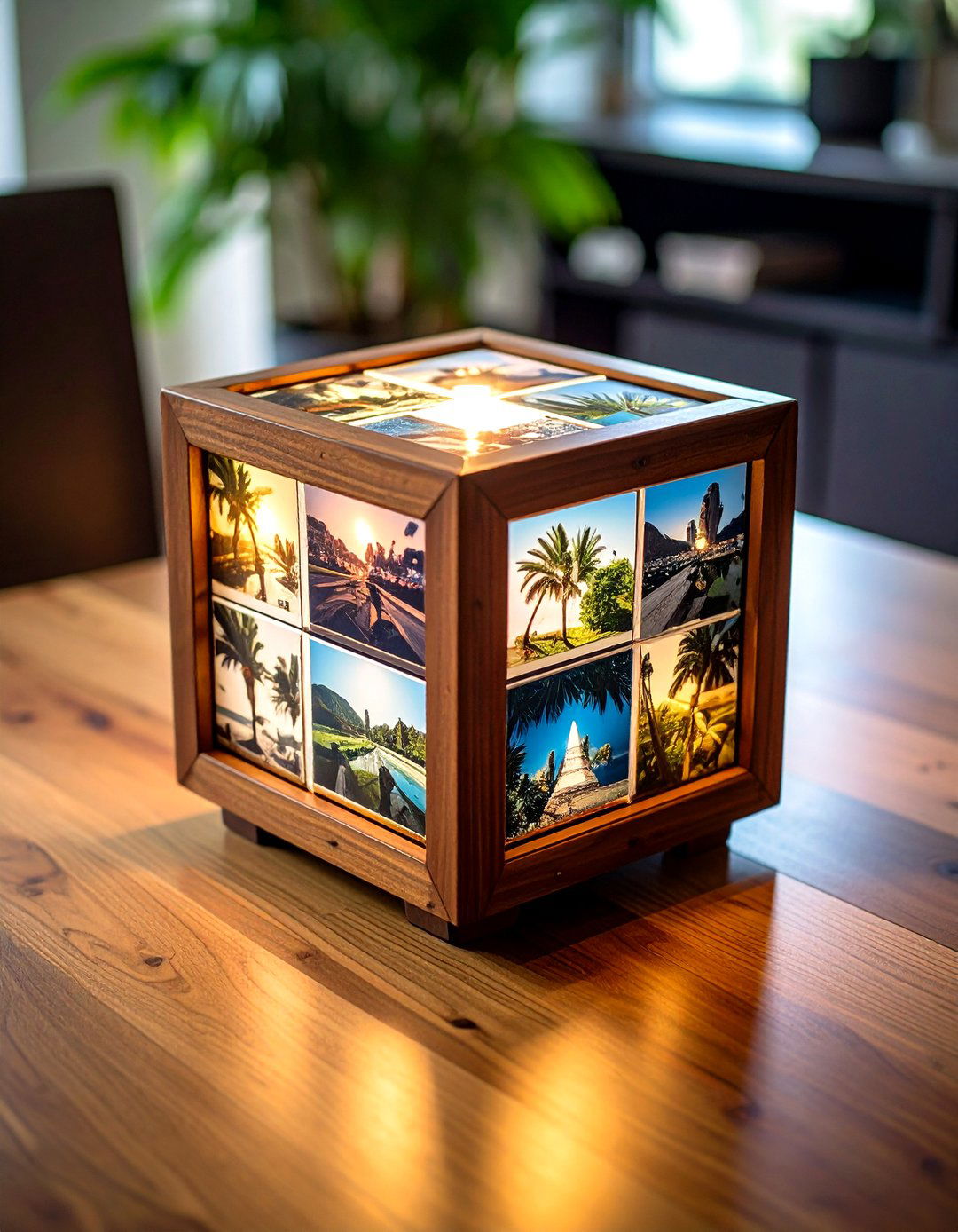 Rotating Photo Cube Spotlight Graduation Centerpiece - 20 Graduation Centerpiece Ideas