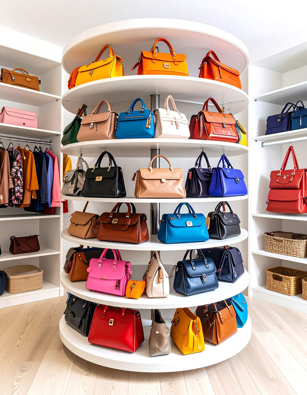 Rotating Purse Storage Carousel - 20 Purse Storage Ideas