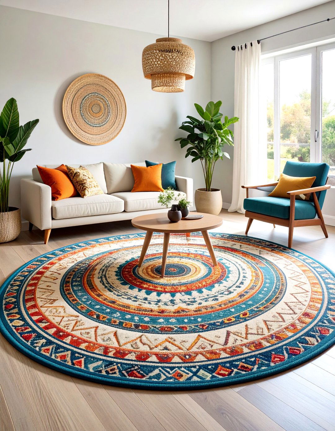 Round Accent Living Room Rug Concept - 20 Living Room Rug Ideas