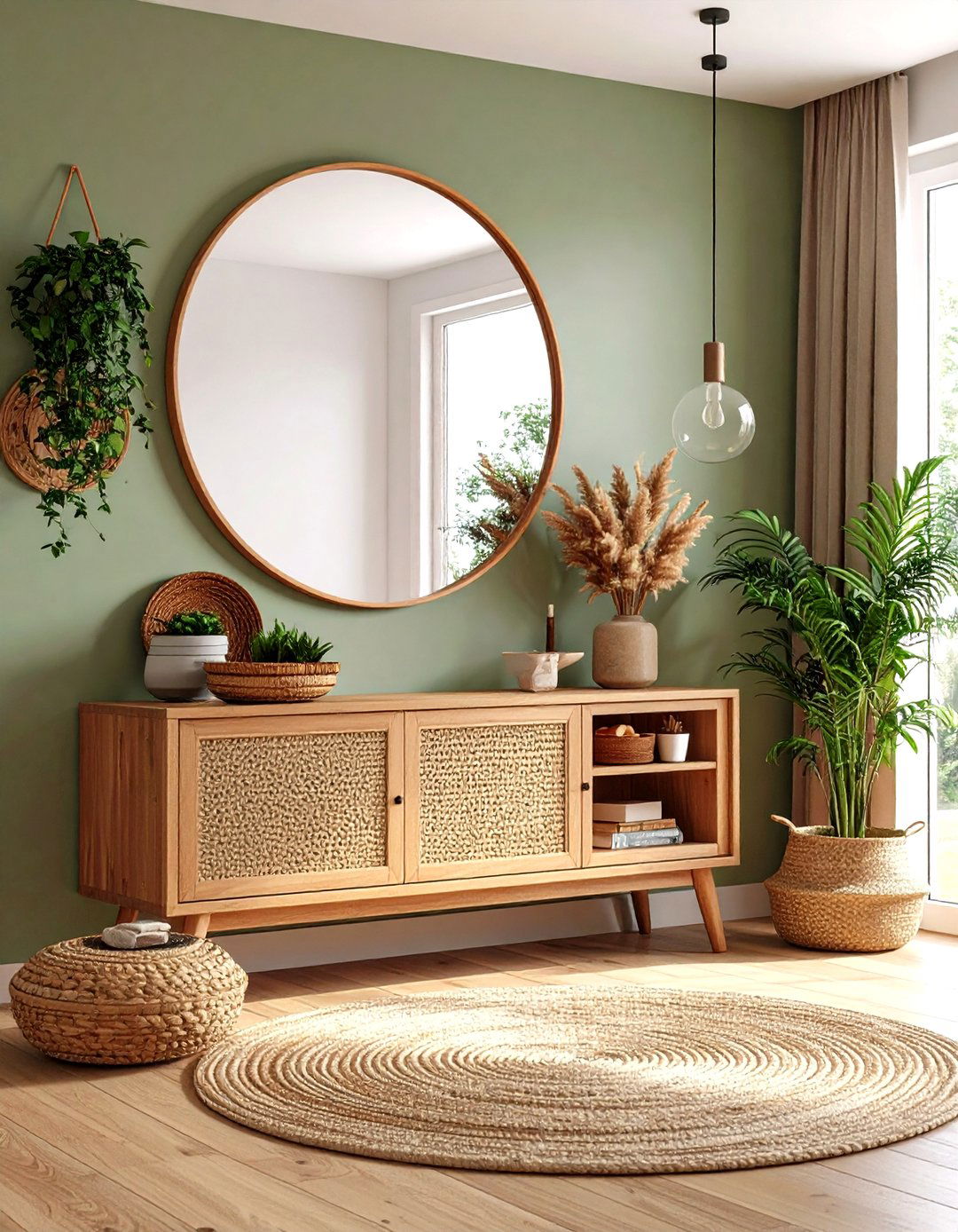 Round Mirrors for Light and Space - 20 Scandinavian Entryway Ideas