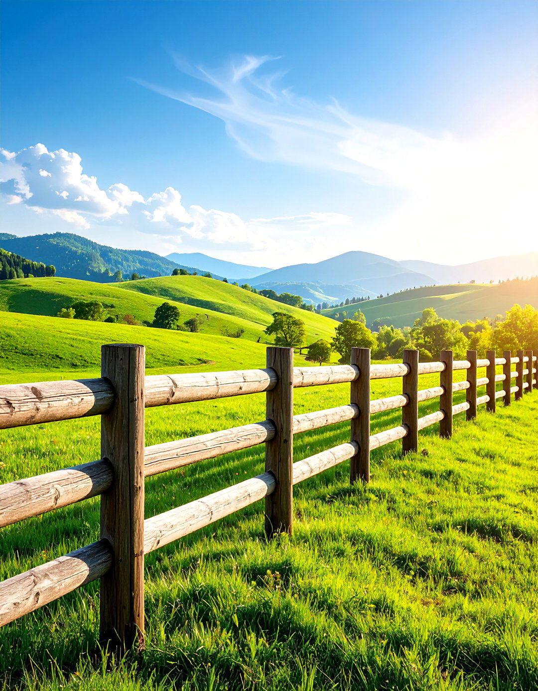 Round Rail Wood Farm Fence - 20 Farm Fence Ideas