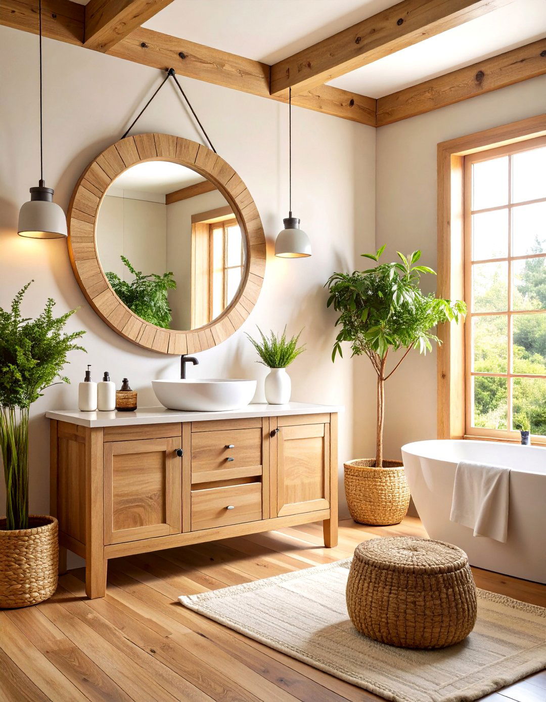 Round Rustic Wood Farmhouse Bathroom Mirrors - 20 Farmhouse Bathroom Mirrors Ideas