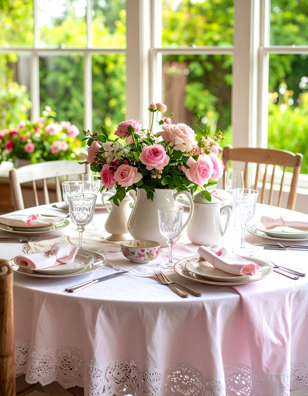 Round Table Country Cottage Garden Romance - 20 Round Table Decor Ideas