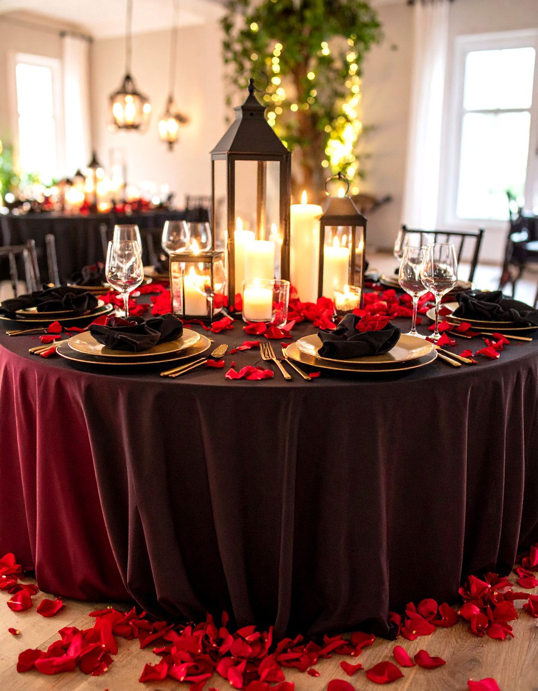 Round Table Dramatic Candlelit Romance - 20 Round Table Decor Ideas