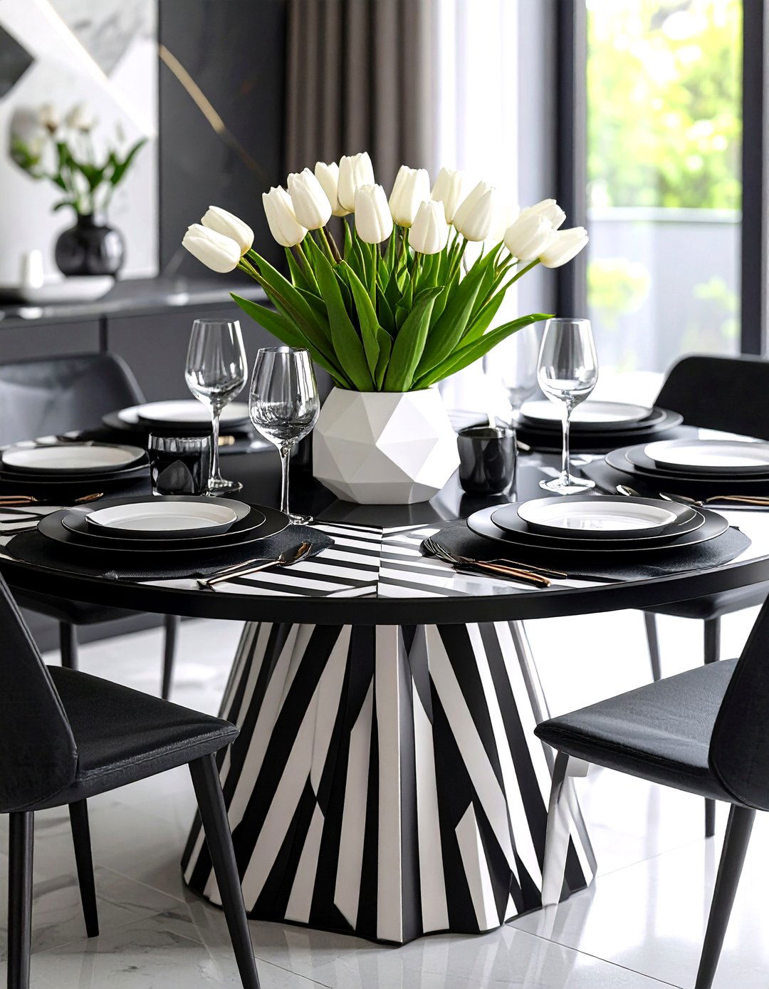 Round Table Modern Geometric Statement - 20 Round Table Decor Ideas