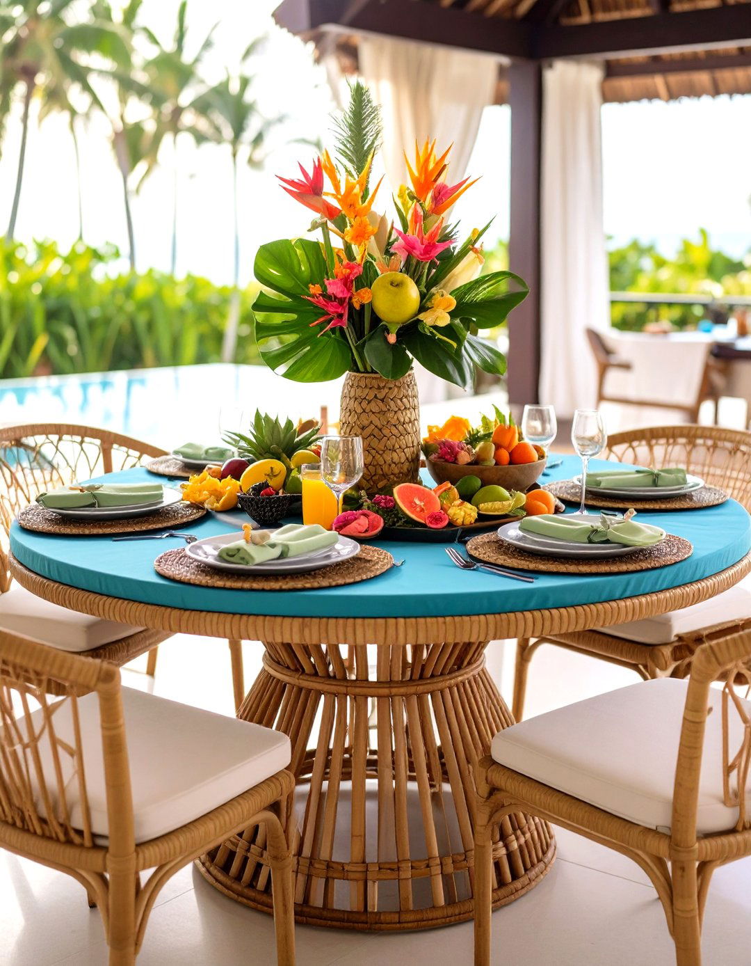 Round Table Tropical Paradise Escape - 20 Round Table Decor Ideas