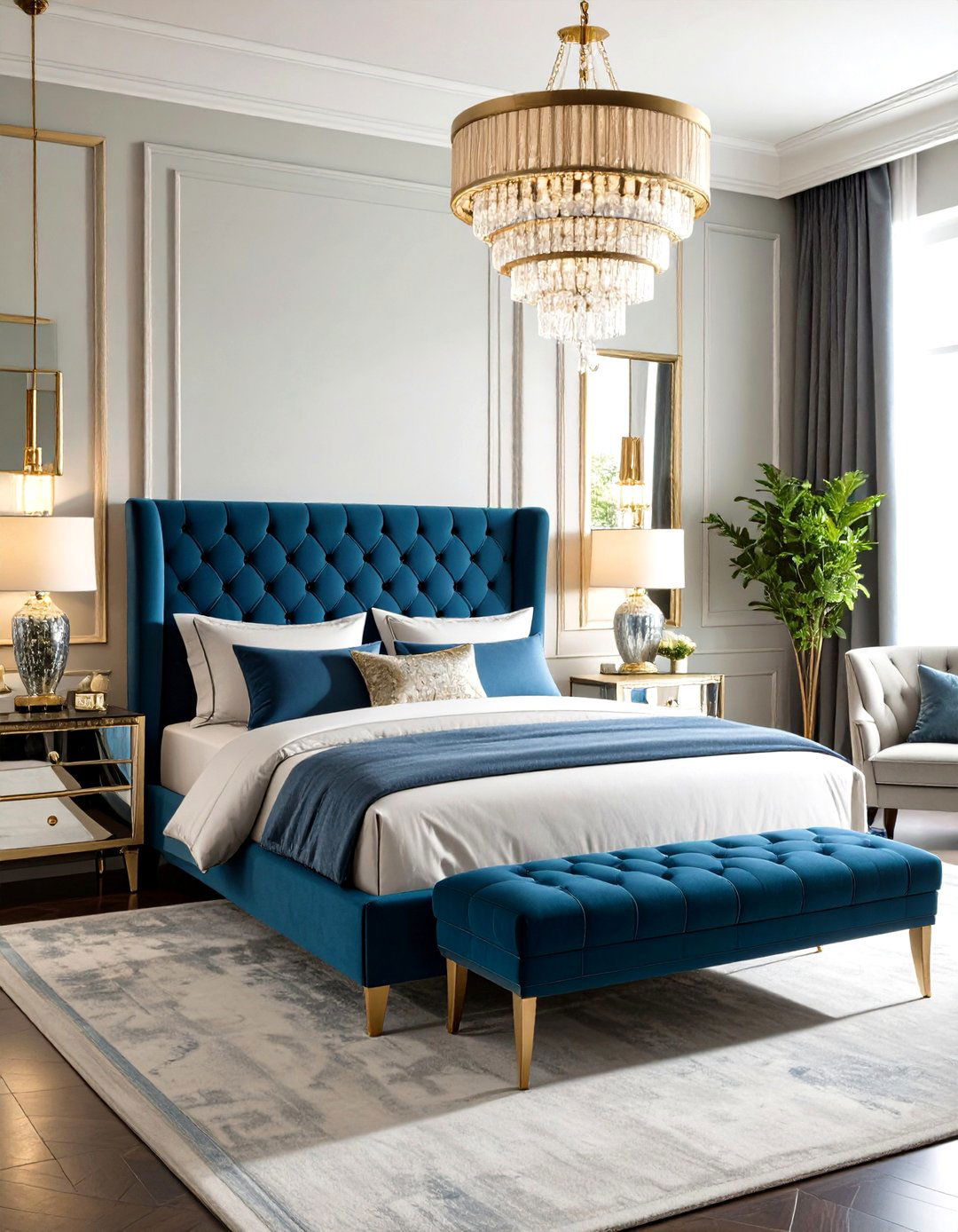 Royal Blue Art Deco Glamour Bedroom - 20 Royal Blue Bedroom Ideas