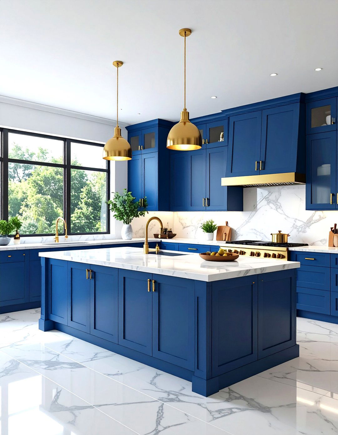 Royal Blue Kitchen Cabinets with Polished Gold Hardware - 20 blue kitchen cabinets with gold hardware