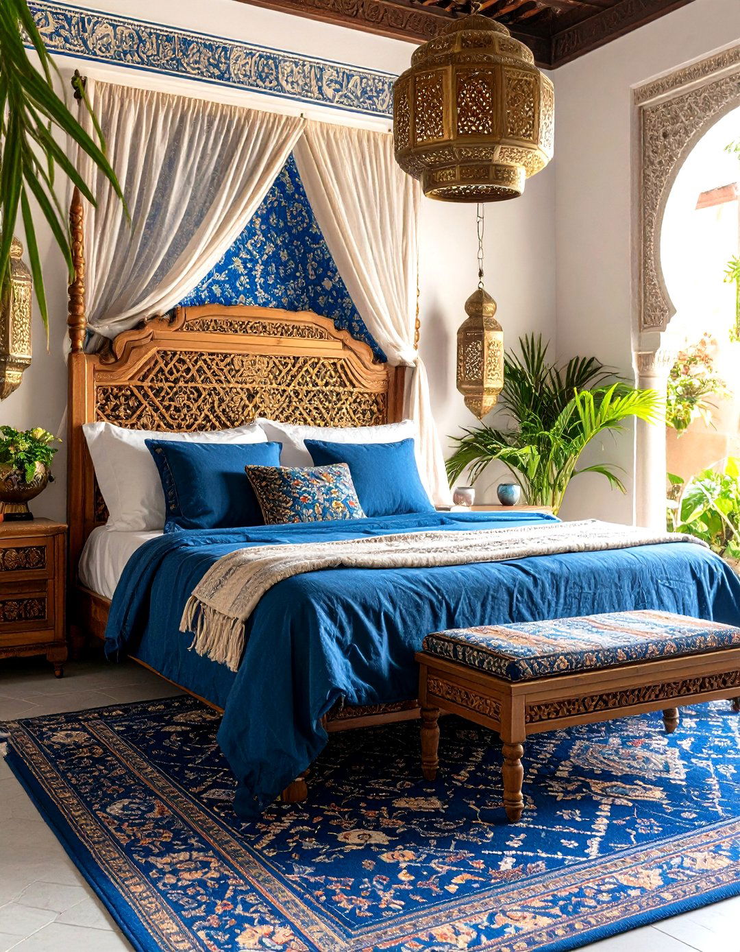 Royal Blue Moroccan Inspired Bedroom Oasis - 20 Royal Blue Bedroom Ideas