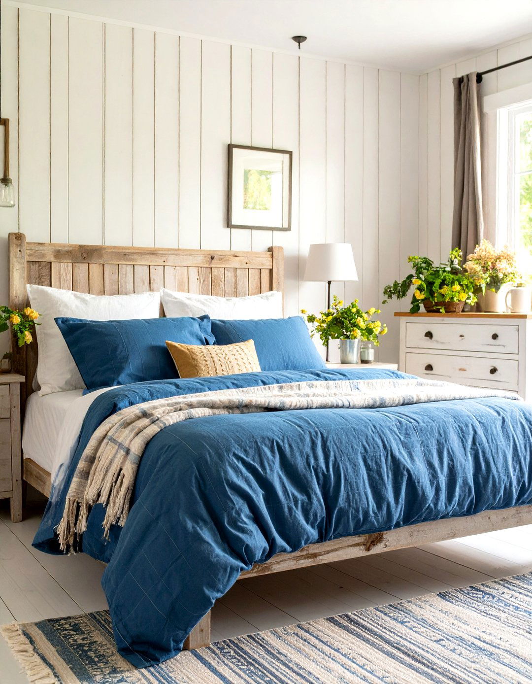 Royal Blue Rustic Farmhouse Bedroom Charm - 20 Royal Blue Bedroom Ideas