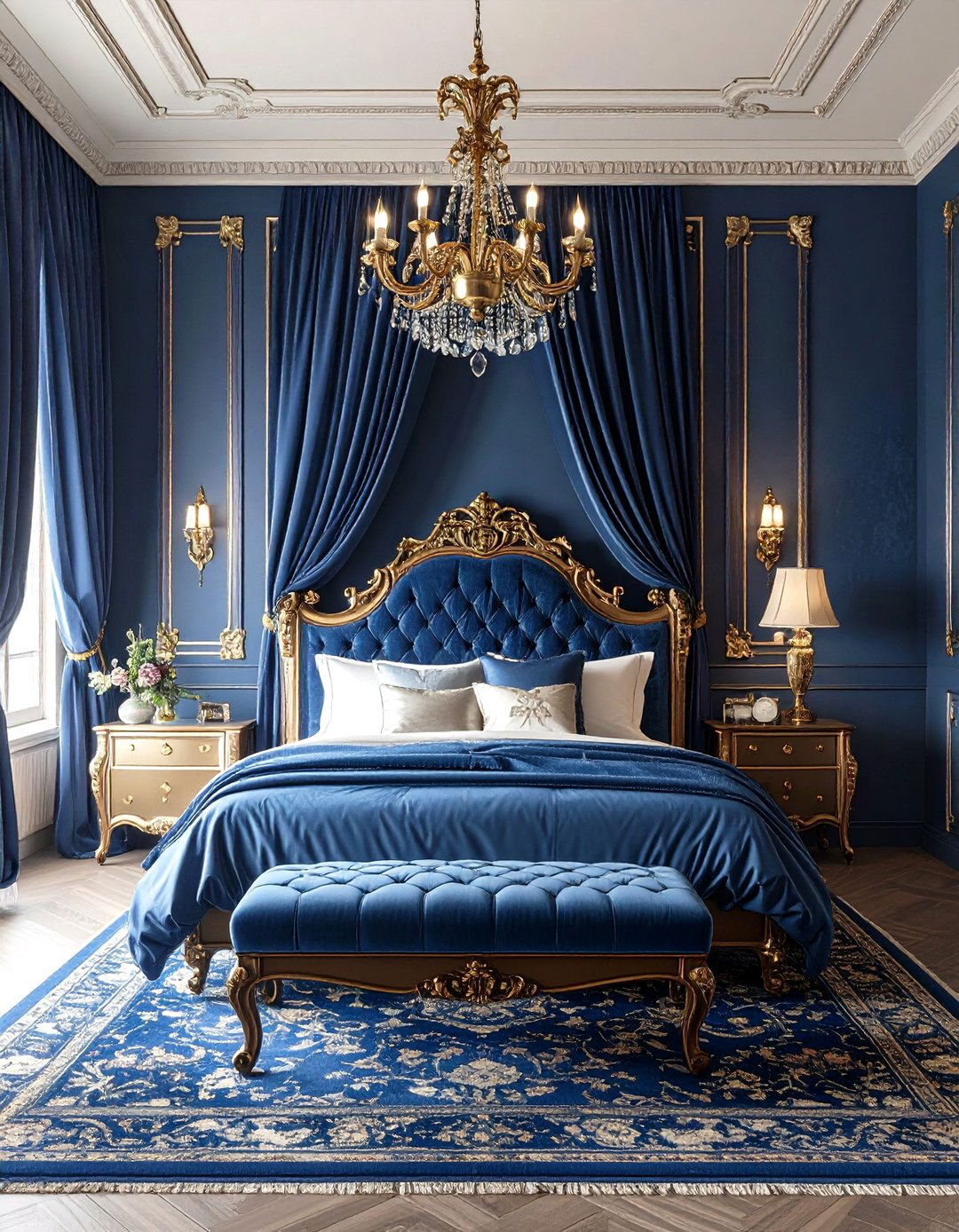 Royal Blue Victorian Gothic Bedroom Drama - 20 Royal Blue Bedroom Ideas