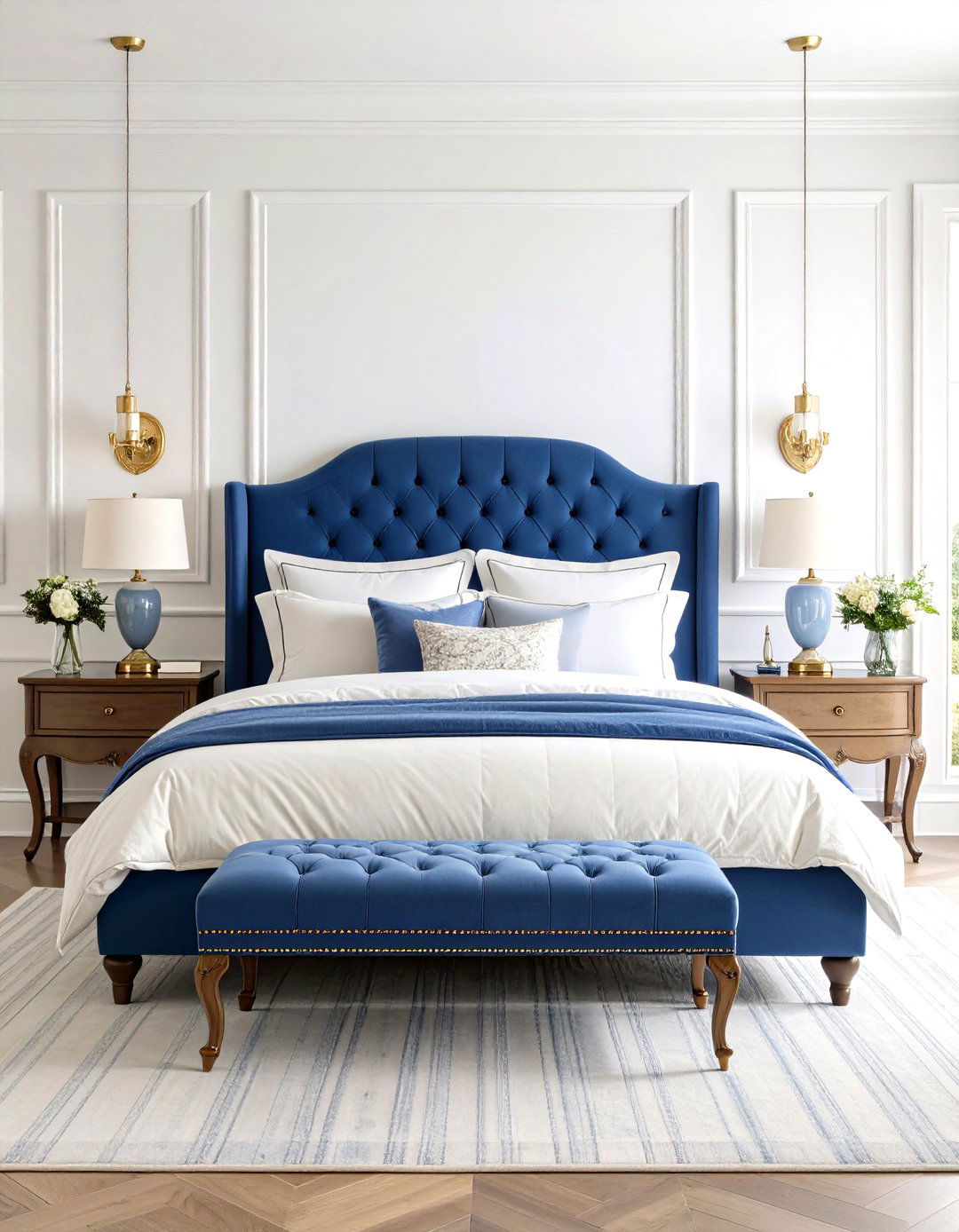 Royal Blue and White Classic Elegance - 20 Blue and Purple Bedroom Ideas