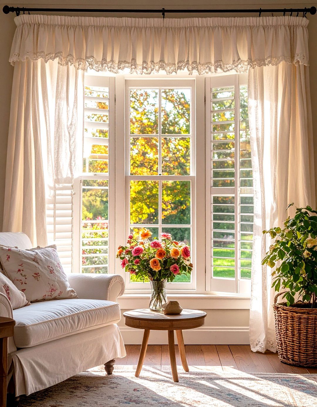 Ruffled Curtains - 20 Shabby-chic Style Living Room Ideas
