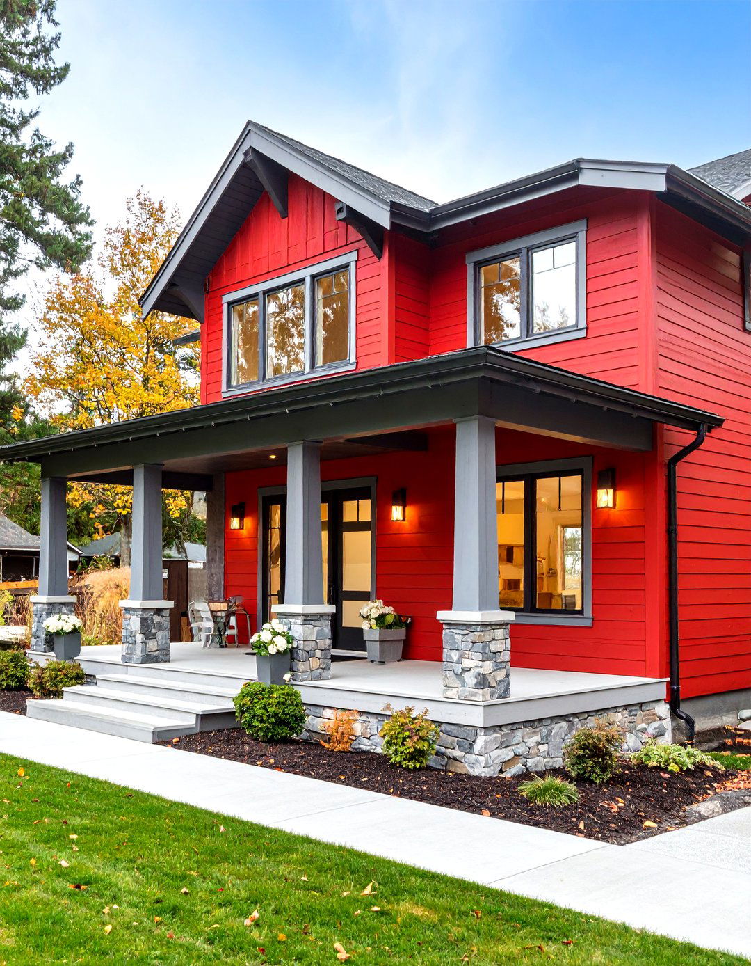 Rumors Red Contemporary Cottage Exterior - 20 Dark Red House Exterior Ideas