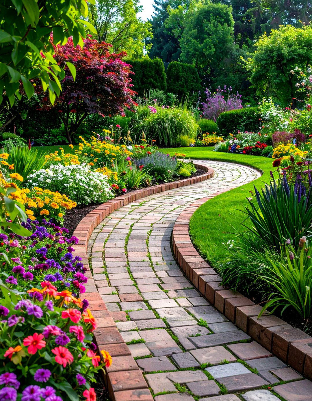 Running Bond Brick Edging - 20 Brick Edging Ideas