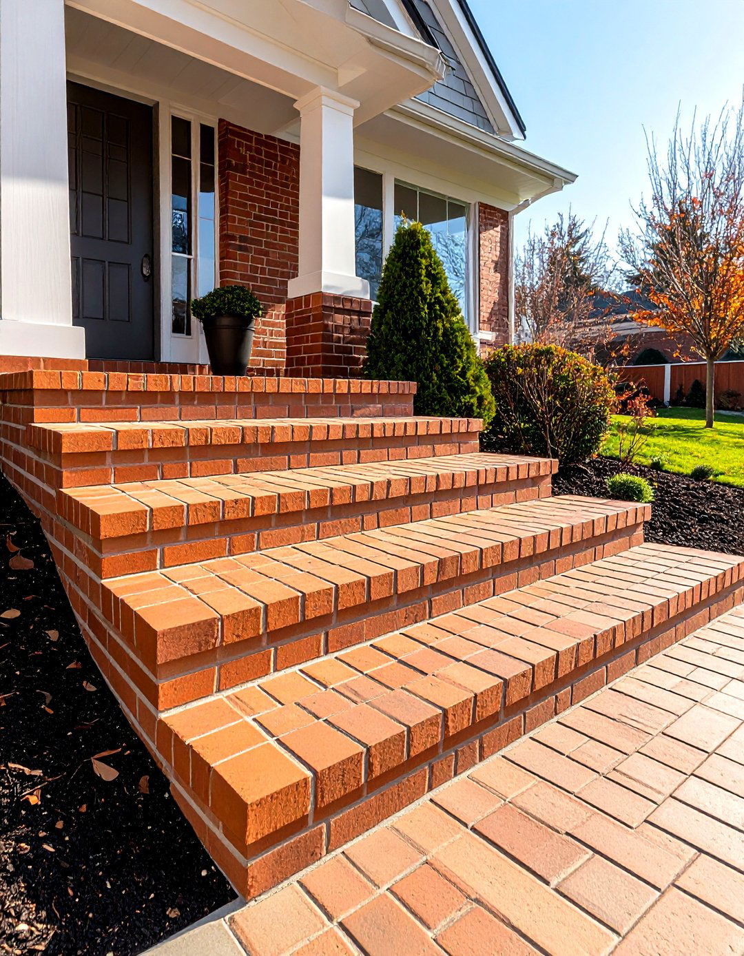 Running Bond Brick Pattern Steps - 20 Brick Front Steps Design Ideas