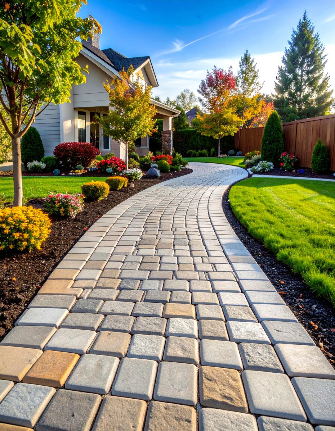 Running Bond Cobblestone Walkway - 20 Cobble Stone Walkway Ideas
