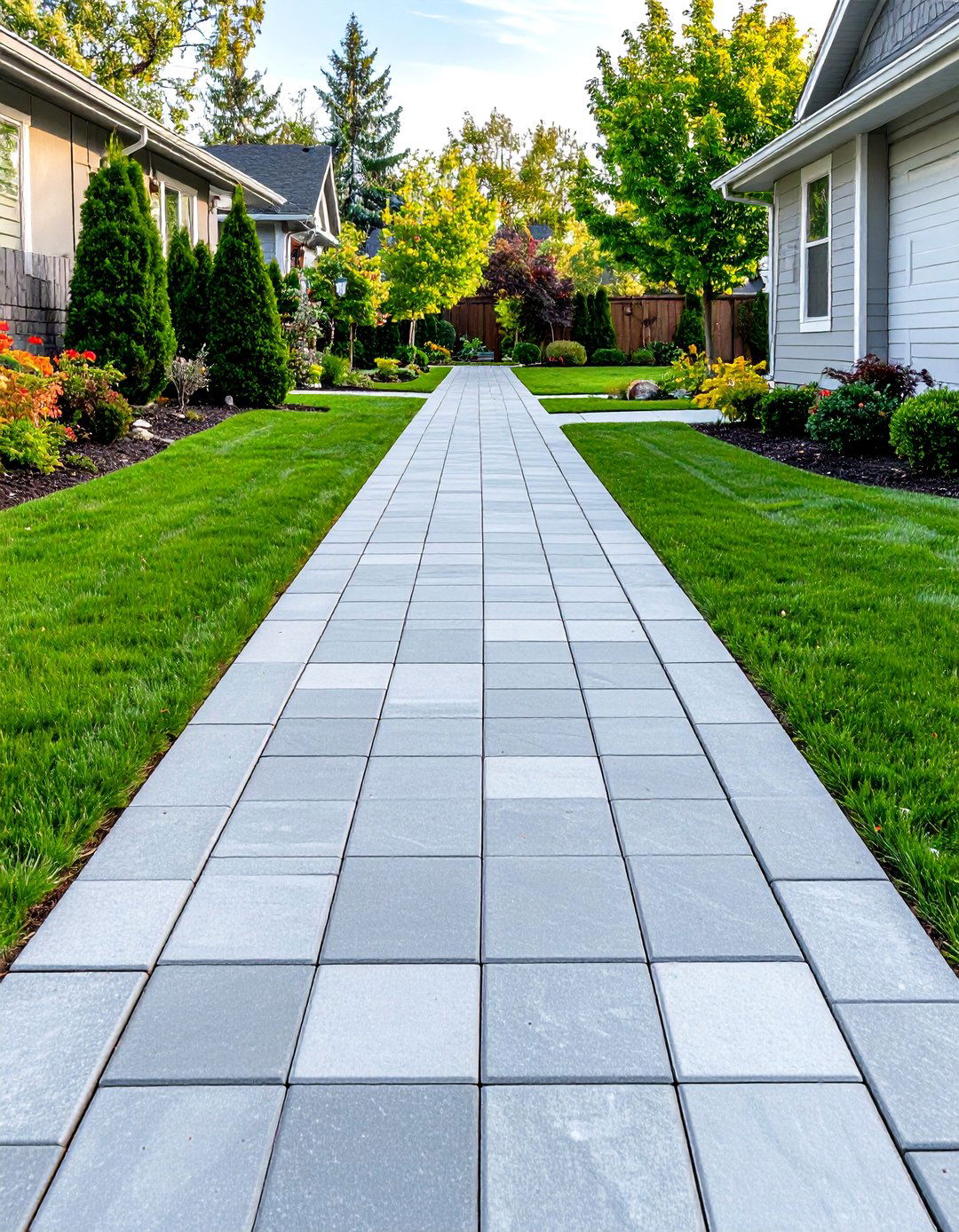 Running Bond Grey Paver Walkway - 20 Grey Paver Walkway Ideas