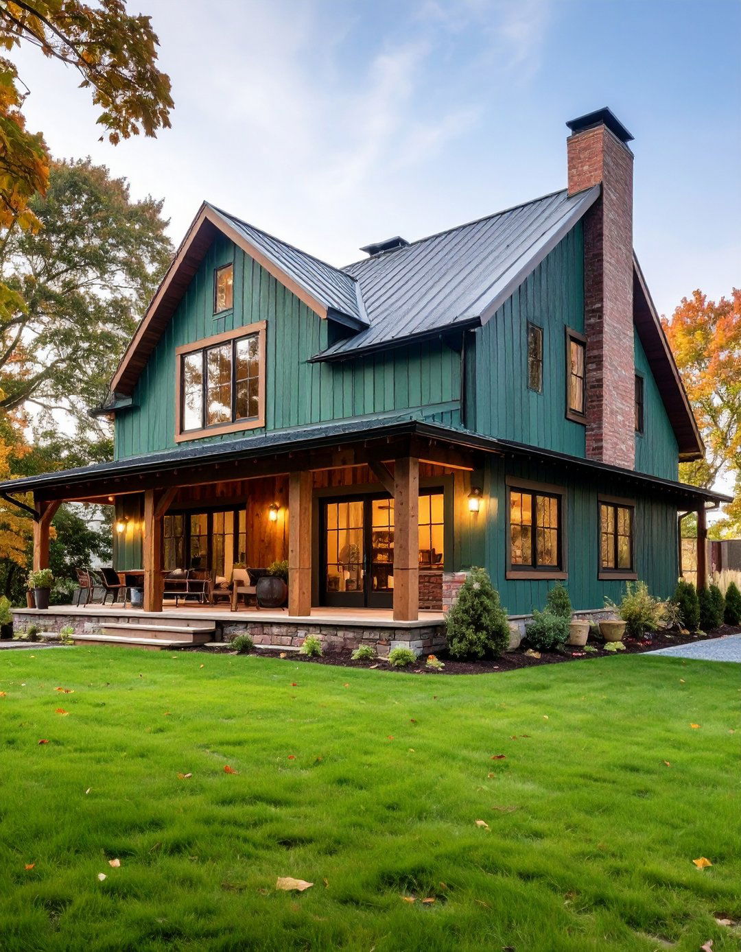 Rustic Barn Conversion - 20 Sage Green Painted Brick House Ideas