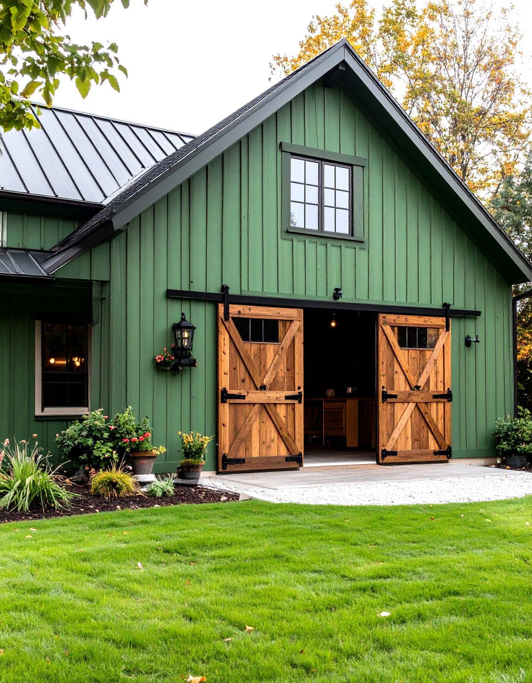 Rustic Barn Inspired Sage Exterior - 20 Sage Green House Exterior Ideas
