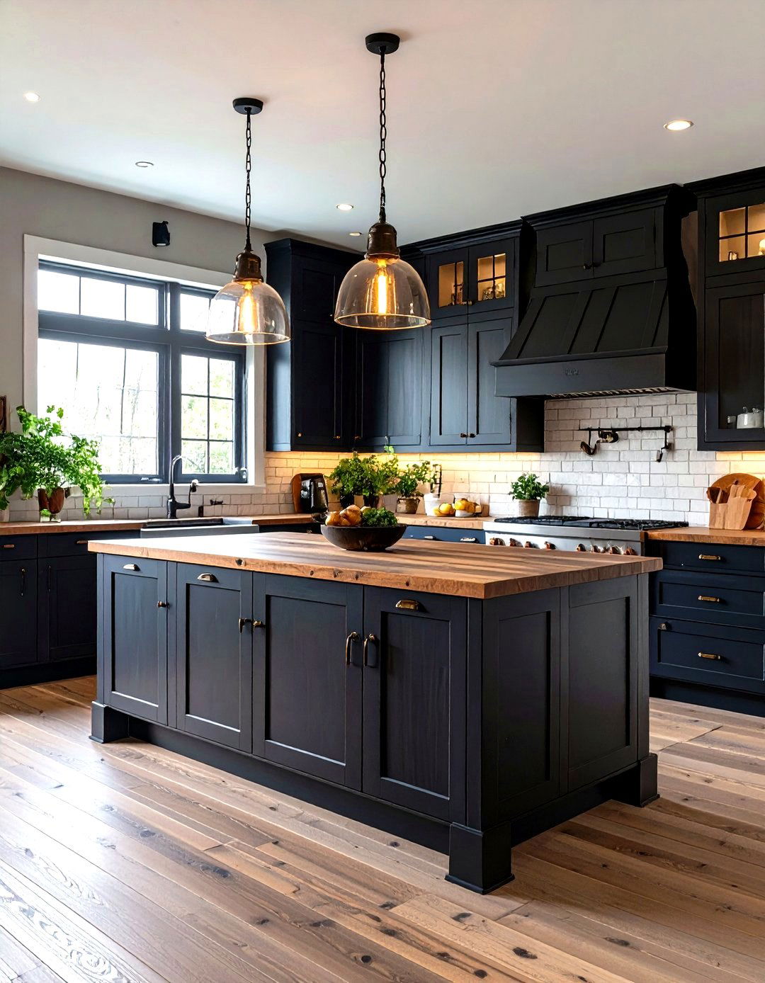 Rustic Black Cabinets with Distressed Finishes - 20 kitchens with beautiful black cabinets