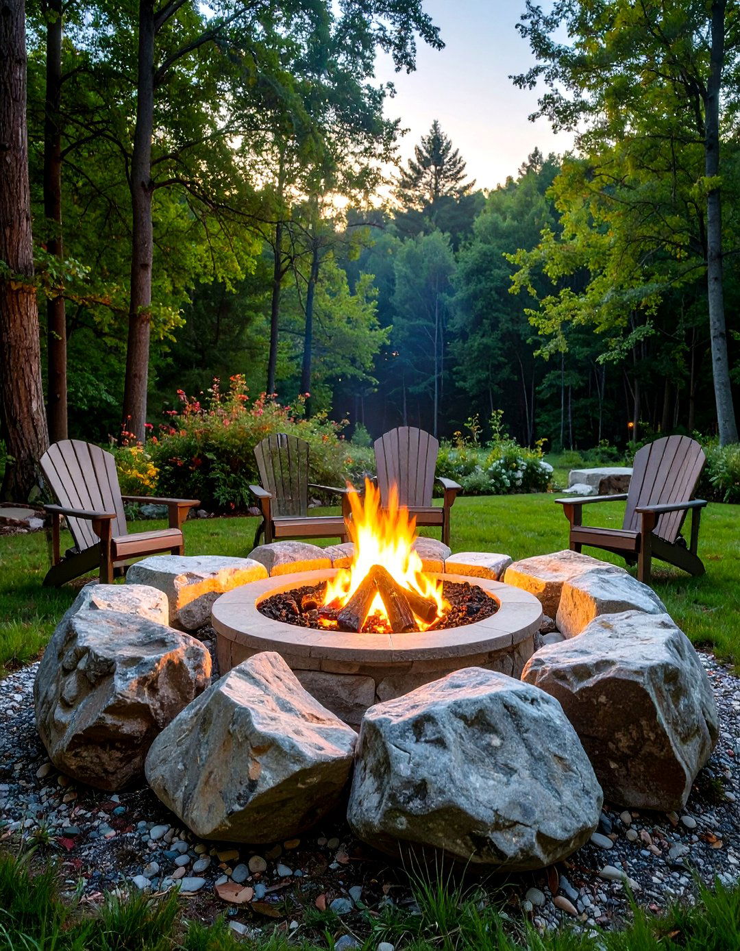 Rustic Boulder Fire Pit Arrangement - 20 Boulder Fire Pit Ideas