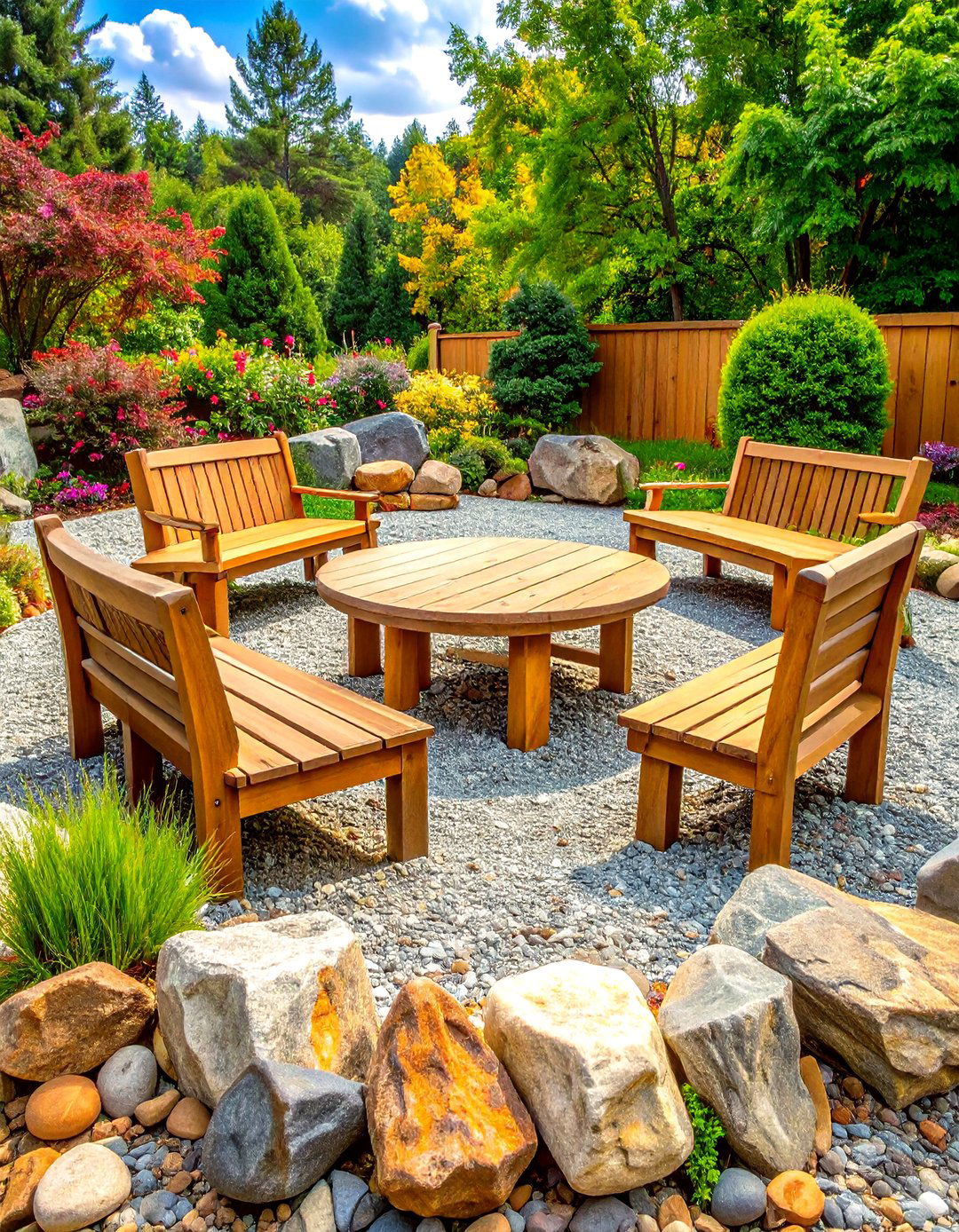 Rustic Boulder Ring - 20 Stone Patio With a Fire Pit Ideas