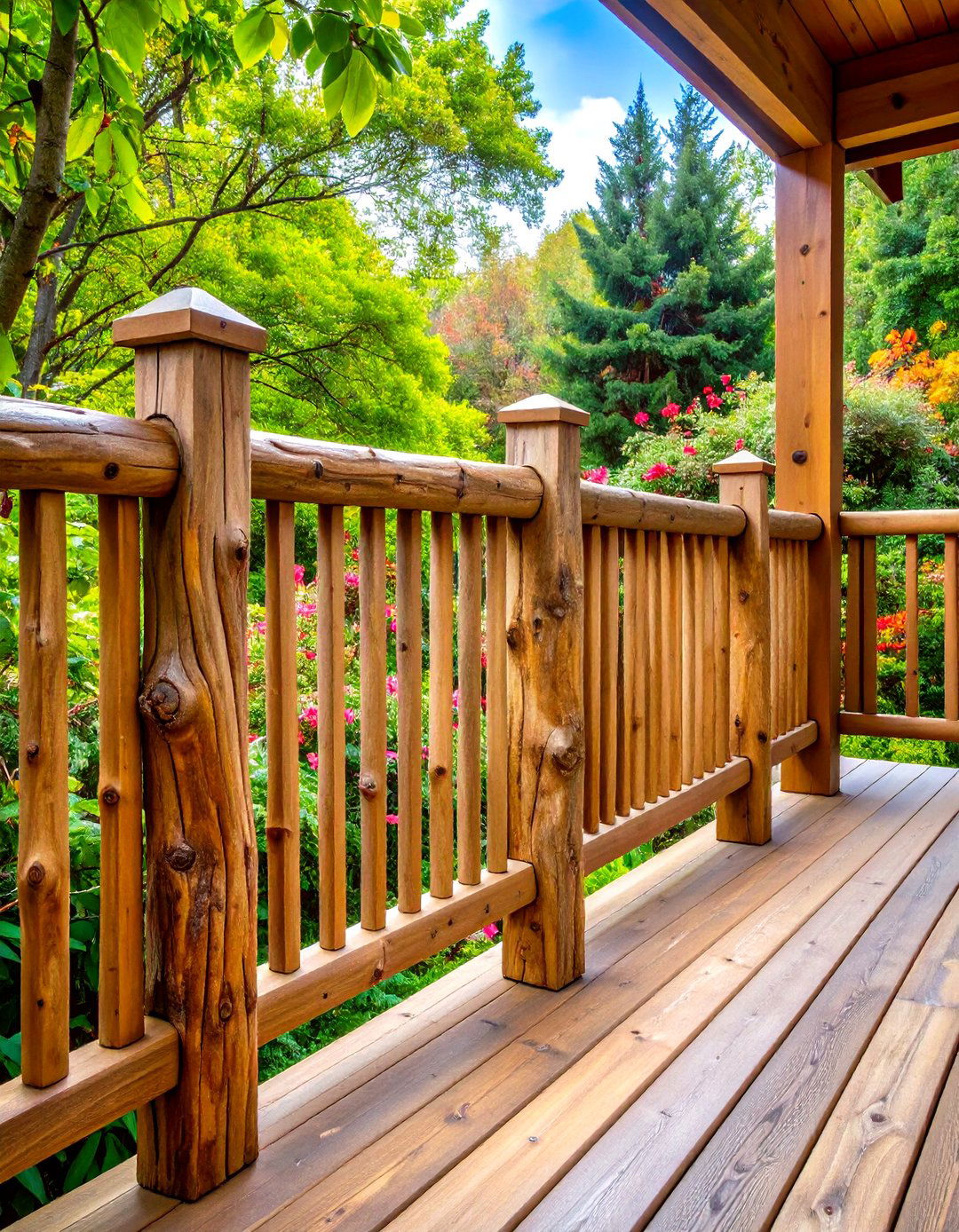 Rustic Branch Wood Deck Railing - 20 Wood Deck Railing Ideas