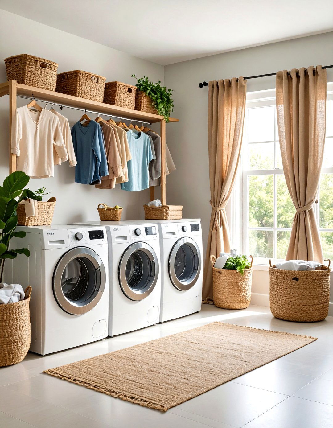 Rustic Burlap Laundry Room Curtain Theme - 20 Laundry Room Curtain Ideas