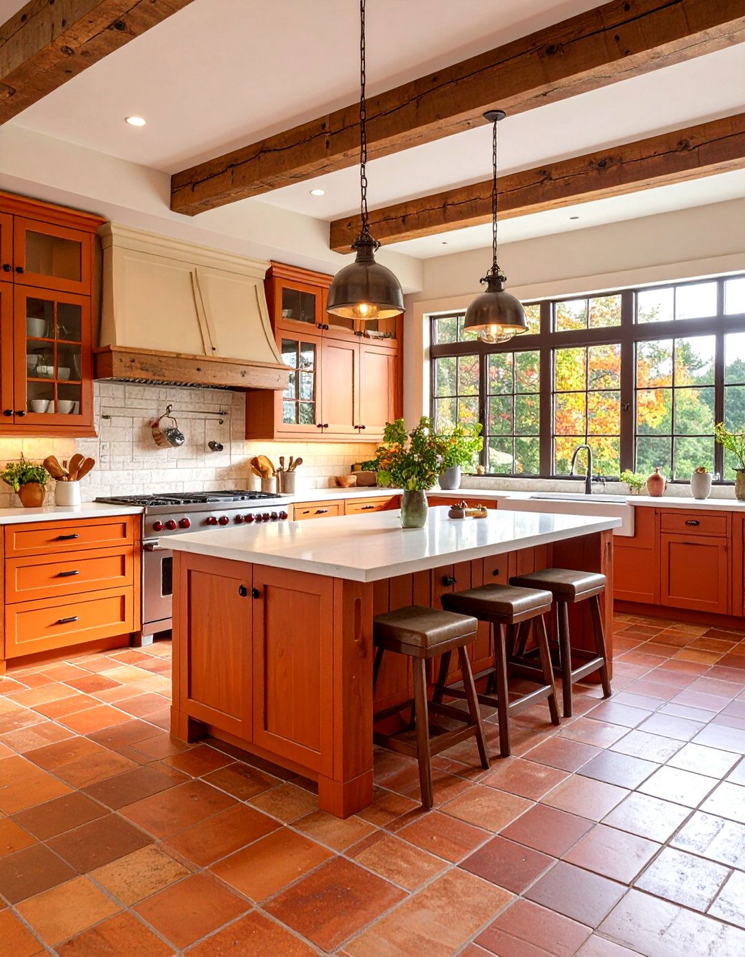Rustic Burnt Orange Farmhouse Kitchen - 20 Burnt Orange Kitchen Ideas